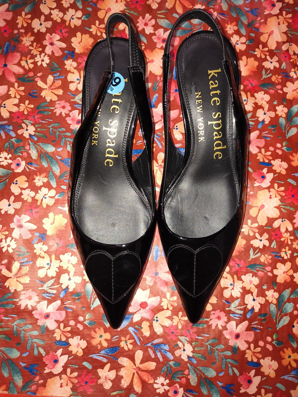 kate spade Black Patent Slingback Pointed Toe Flats
